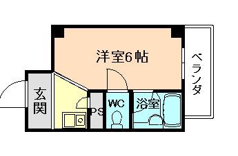 ジュネス福島(1K/3階)の間取り写真