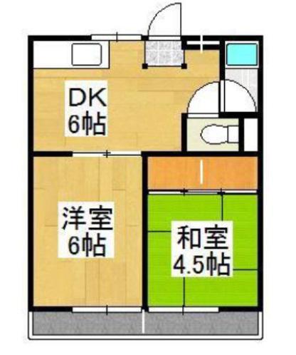 プロスペリーテ西古松 A棟(2DK/2階)の間取り写真