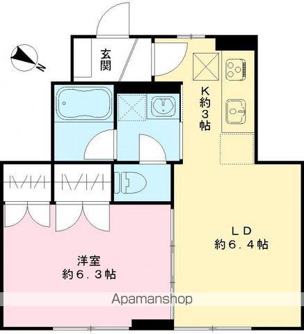 ウィング成城(1LDK/1階)の間取り写真