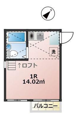 グリーテラス(ワンルーム/2階)の間取り写真
