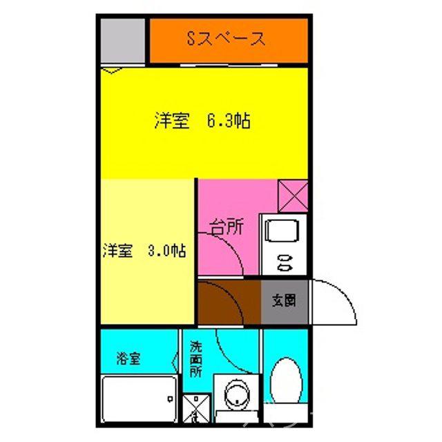シャイニーハウス(1DK/1階)の間取り写真