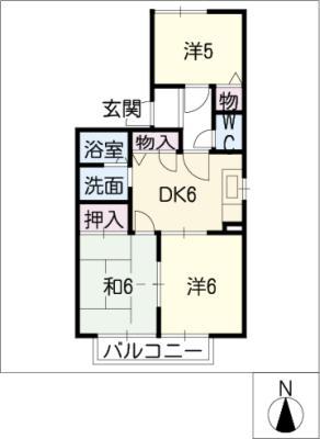 スターハイツ A・B棟(3DK/2階)の間取り写真