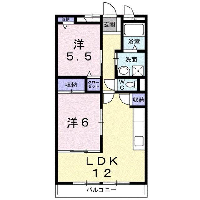 ボワフォンテーヌ(2LDK/2階)の間取り写真