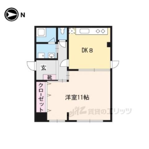天神朝陽マンション(1DK/1階)の間取り写真