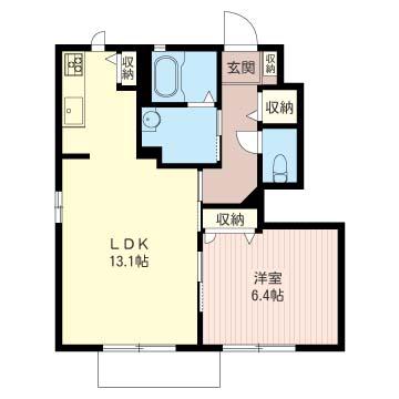 グリーンアローI(1LDK/1階)の間取り写真