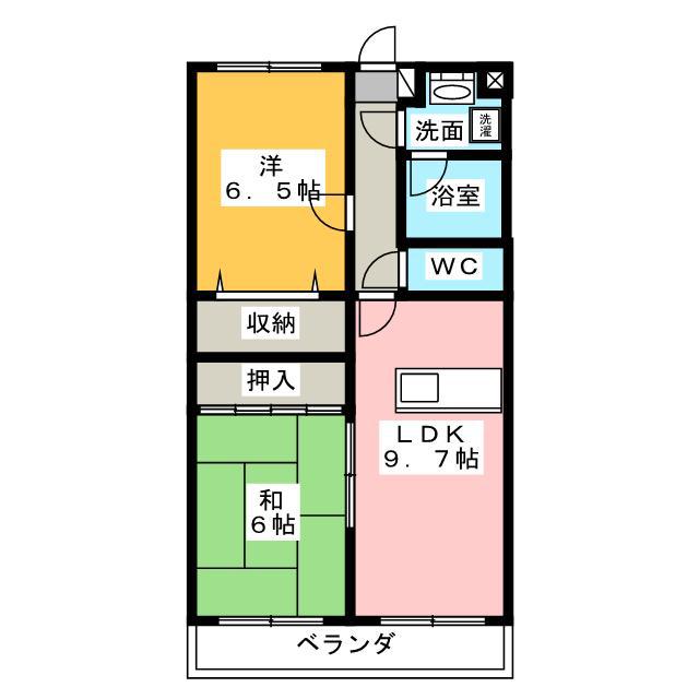 グランピアII(2LDK/2階)の間取り写真