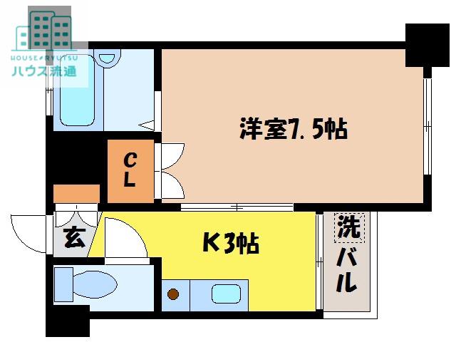 クレインコート東園(1K/4階)の間取り写真