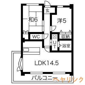 グランメール香久山(2LDK/4階)の間取り写真
