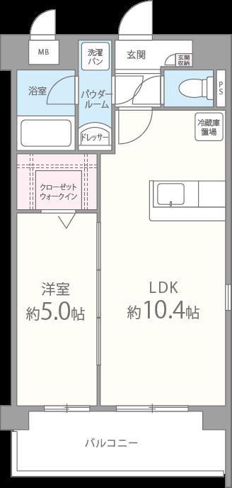 イーハトーブ櫛原(1LDK/1階)の間取り写真