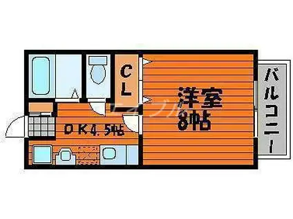 ダンディライオン B棟(1K/2階)の間取り写真