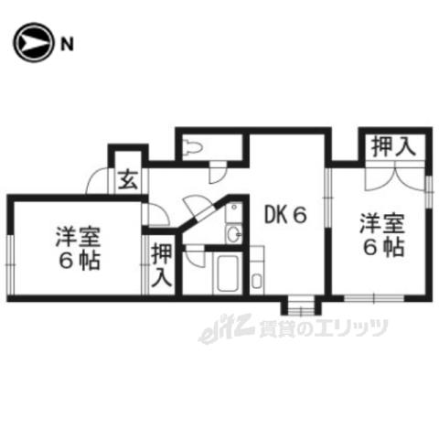 中井荘(2DK/2階)の間取り写真