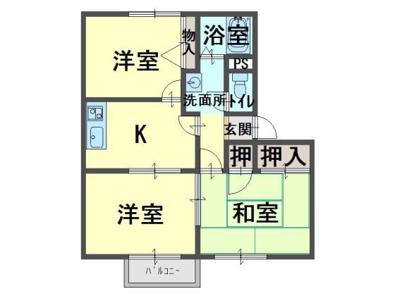 セントラルハイツ(3K/1階)の間取り写真