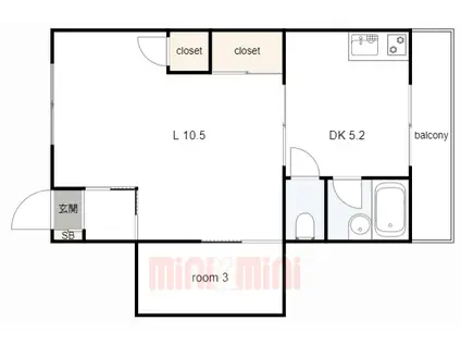 YOSHIHARAハイツ(1LDK/2階)の間取り写真