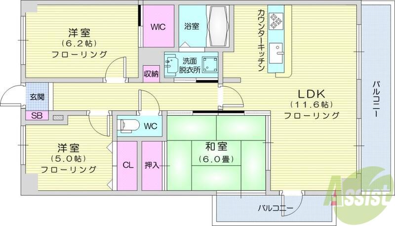 ソレアード舟丁(3LDK/2階)の間取り写真