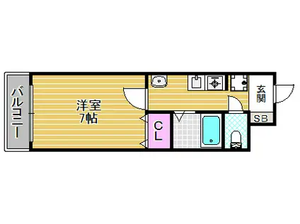 アンピエスK(1K/3階)の間取り写真