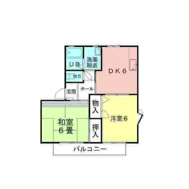 コーポ影山 B棟(2DK/2階)の間取り写真