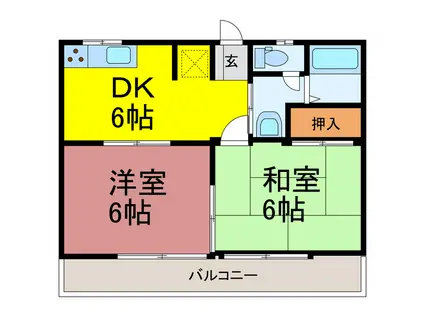 カーサ長谷町(2DK/2階)の間取り写真