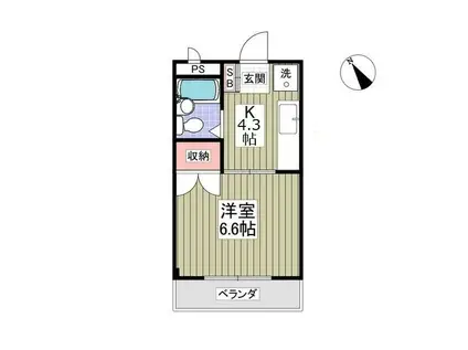 クーノス北坂戸(1K/3階)の間取り写真