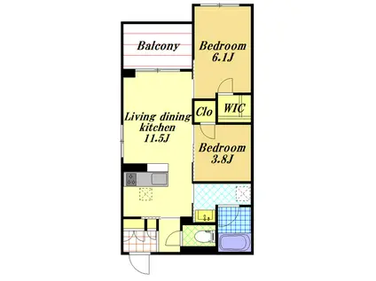 カーサフェリーチェ(2LDK/1階)の間取り写真