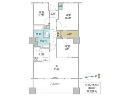 センチュリー水戸サウスゲートタワー(3LDK/9階)の間取り写真