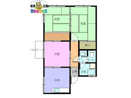 岩間アパート(3K/2階)の間取り写真