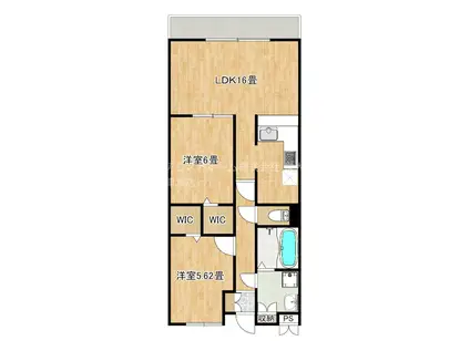 プレミアムスイート尾崎(2LDK/3階)の間取り写真