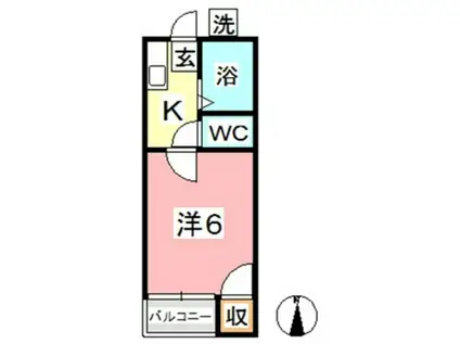 チェリー富原(1K/1階)の間取り写真