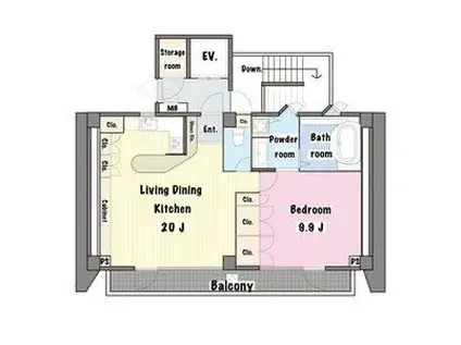 垣戸マンション(1SLDK/5階)の間取り写真