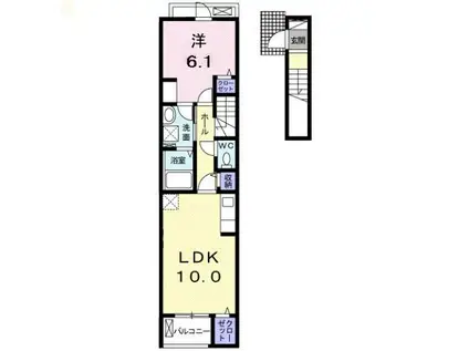 セレーブル浅江II 1LDK(1LDK/2階)の間取り写真