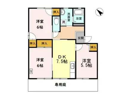 ディアス池田G(3DK/1階)の間取り写真