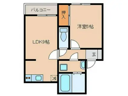 RAIZ 星井(1LDK/4階)の間取り写真