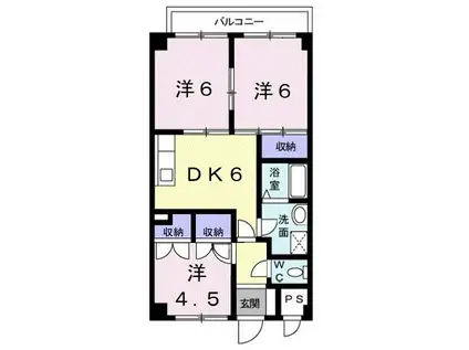 ハーベスト壱番館(3DK/4階)の間取り写真