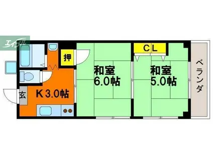 ルピアン(2K/1階)の間取り写真