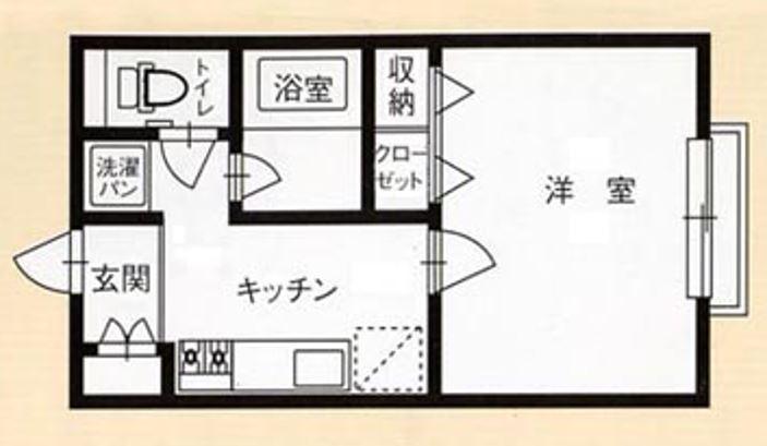 DI青柳B(1K/1階)の間取り写真
