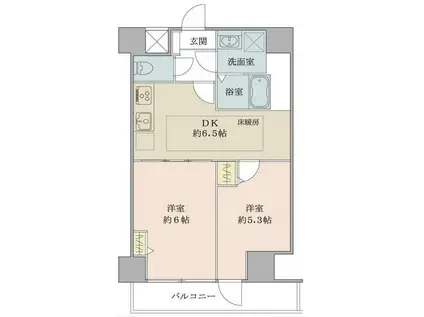 ヒルズ代官山(2DK/3階)の間取り写真