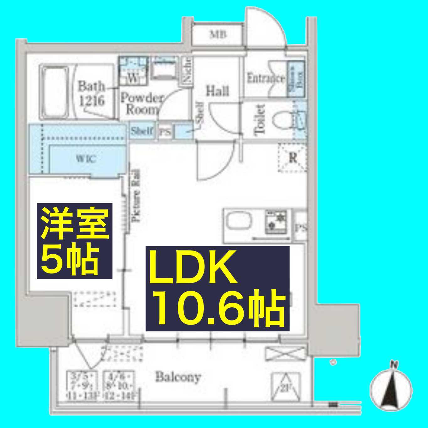 パークアクシス名古屋山王一丁目(1LDK/4階)の間取り写真