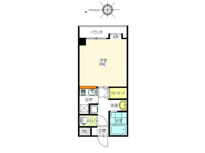 パロスビル(1K/9階)の間取り写真