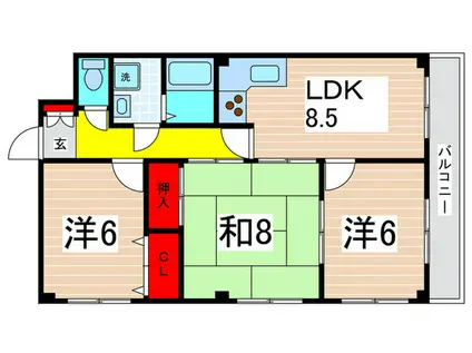グレースハイツナカタニ(3LDK/4階)の間取り写真