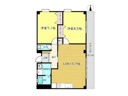 ラベンダー(2LDK/2階)の間取り写真