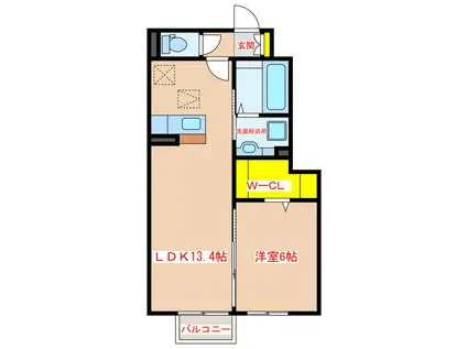 セレーネ中郷(1LDK/1階)の間取り写真