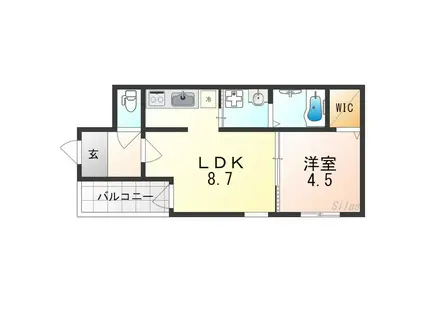 フジパレス西取石I番館(1LDK/1階)の間取り写真