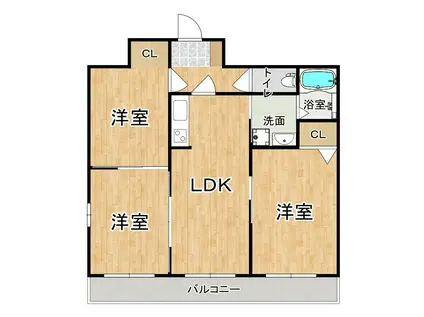 エヴァンスII(3LDK/3階)の間取り写真