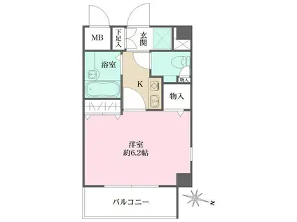 アルシュ住吉(1K/2階)の間取り写真