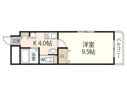 リベラーレ吉川(1K/2階)の間取り写真