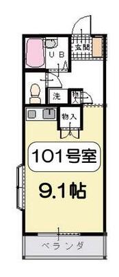 メゾネットアウル(ワンルーム/1階)の間取り写真
