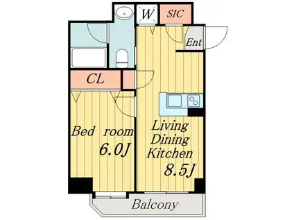 UNREVE秋葉原(1LDK/5階)の間取り写真