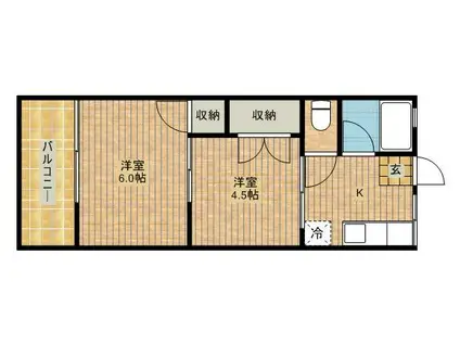 小泉ハイムC棟(2K/2階)の間取り写真