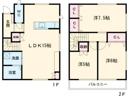陽東メゾネットII(3LDK/1階)の間取り写真