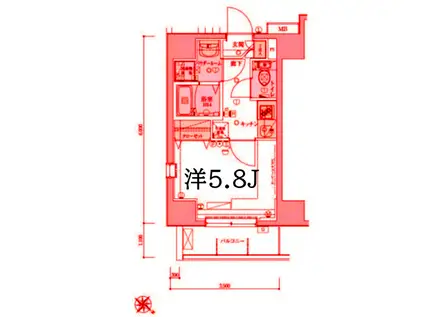 リヴシティ横濱弘明寺弐番館(1K/2階)の間取り写真