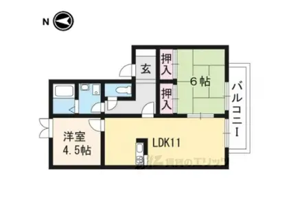 フローラル北山Ⅰ(2LDK/2階)の間取り写真